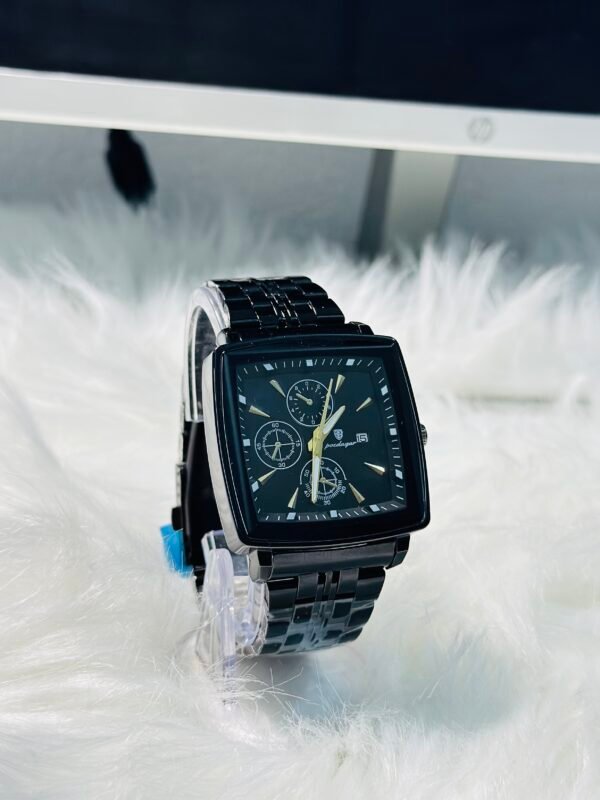 Premium Rectangular Chrono-Style Metal Watch