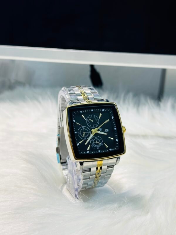 Premium Rectangular Chrono-Style Metal Watch