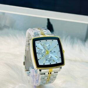 Premium Rectangular Chrono-Style Metal Watch