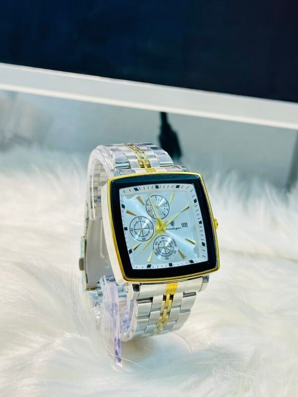 Premium Rectangular Chrono-Style Metal Watch