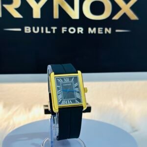 Classic Rectangular Style Rubber-Strap Watch