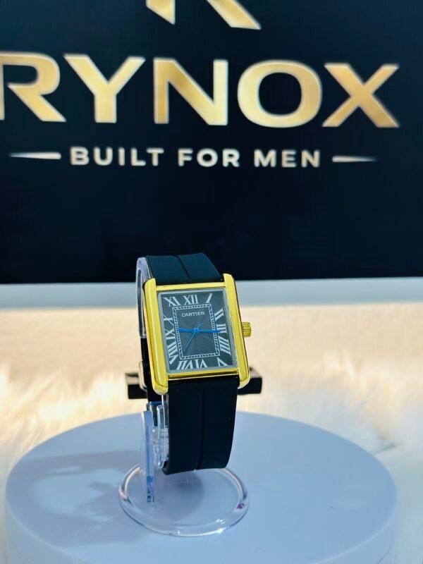 Classic Rectangular Style Rubber-Strap Watch