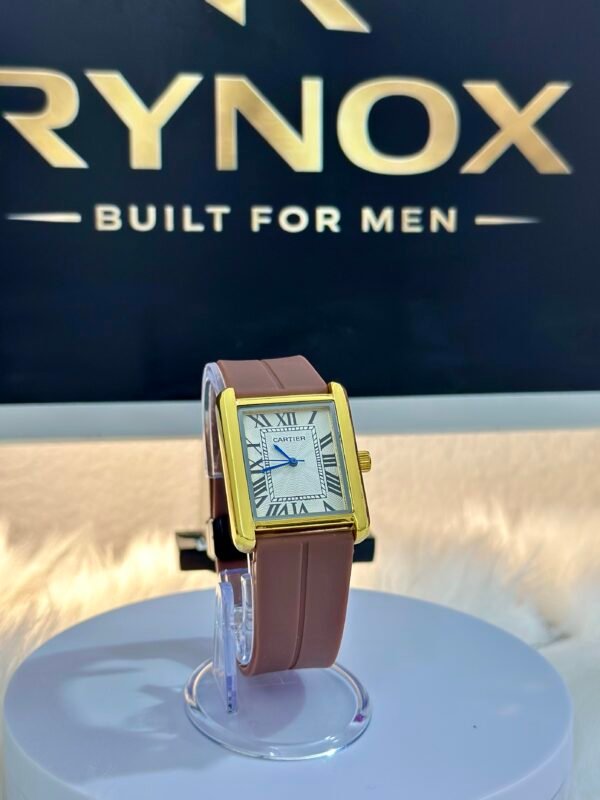 Classic Rectangular Style Rubber-Strap Watch